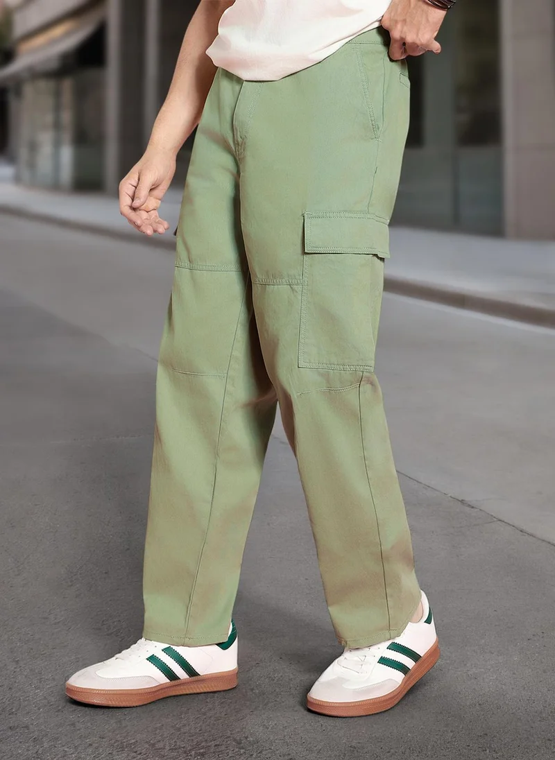 Urbano Fashion Men's Pista Loose Baggy Fit Solid Cargo Chino Pant with 6 Pockets Non-Stretchable